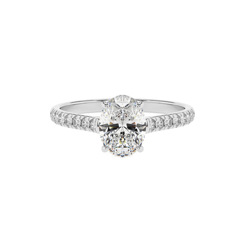 lab-grown moissanite oval half eterity solitaire engagement ring