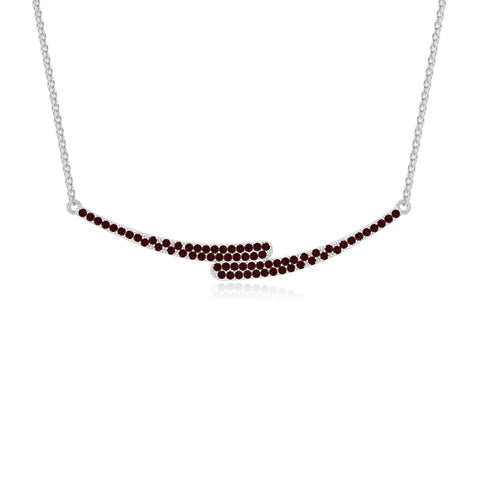 natural garnet bypass curved bar necklaces in sterling silver 