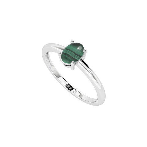 malachite oval cab stackable prong-set ring