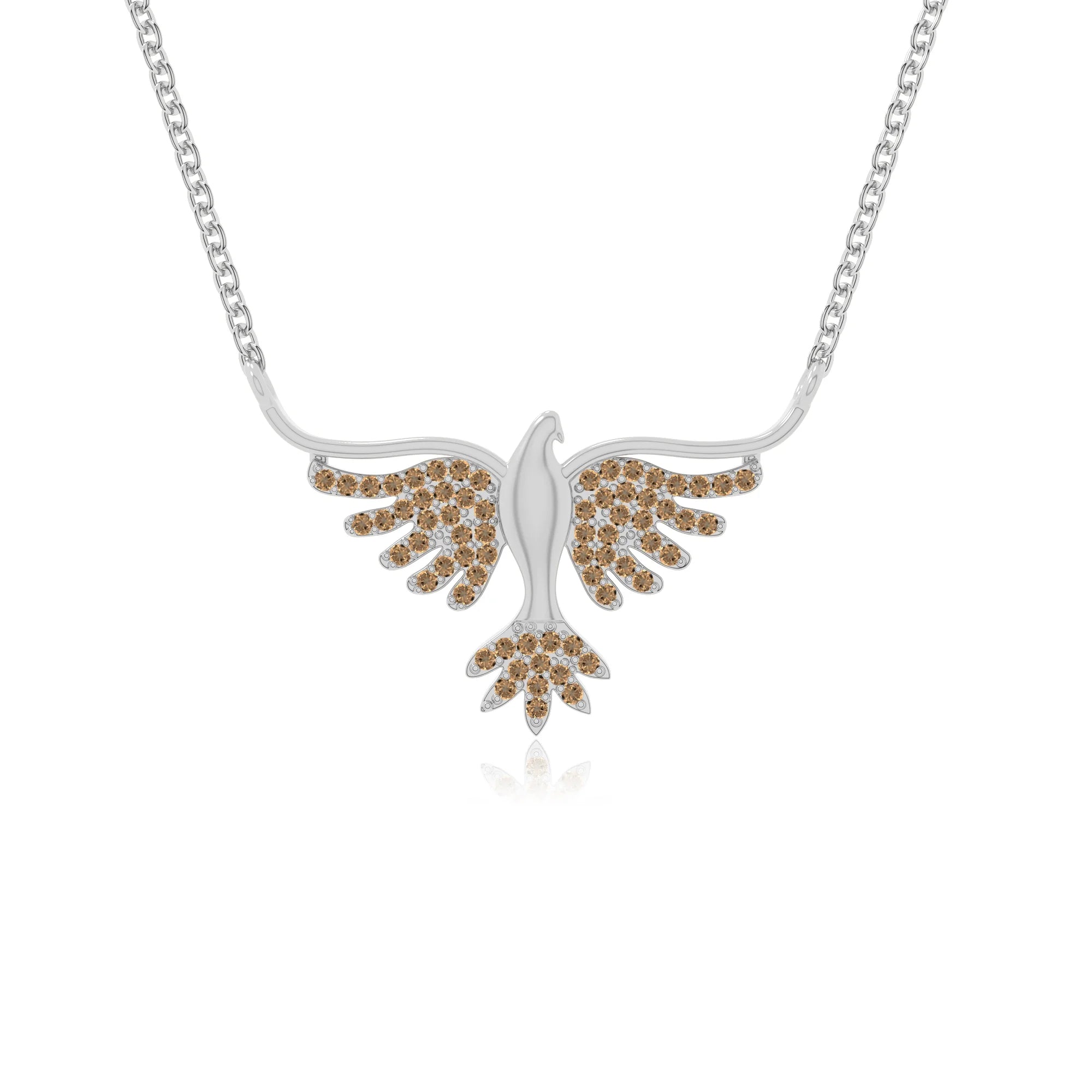 natural citrine phoenix eagle necklaces in sterling silver 
