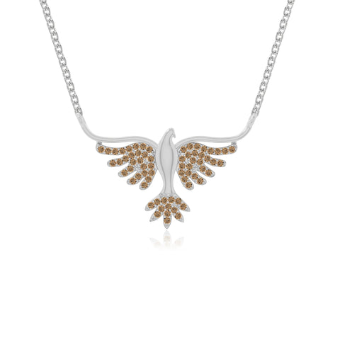 natural citrine phoenix eagle necklaces in sterling silver 