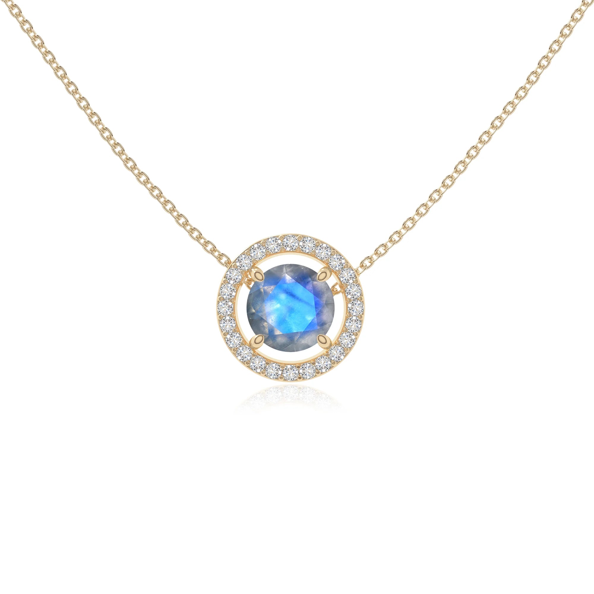 natural labradorite solitaire halo necklaces in yellow gold vermeil 