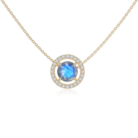 natural labradorite solitaire halo necklaces in yellow gold vermeil 