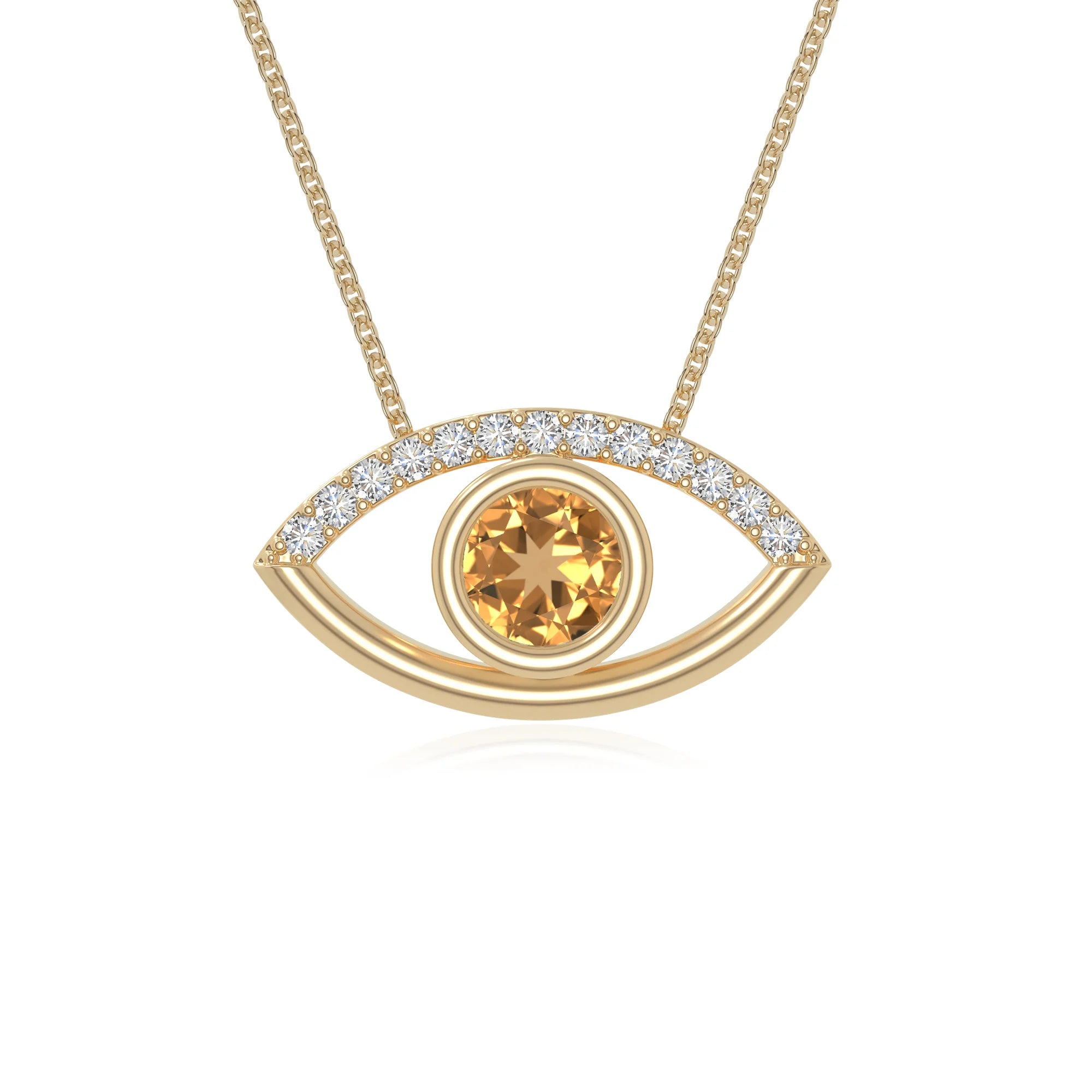 natural citrine evil eye necklaces in yellow gold vermeil 