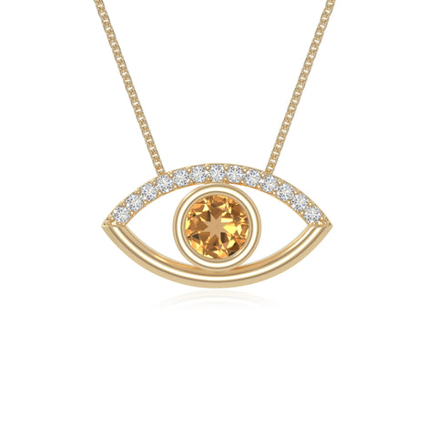 natural citrine evil eye necklaces in yellow gold vermeil 