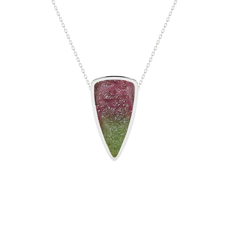 natural ruby-zoisite bullet shape pendant necklace