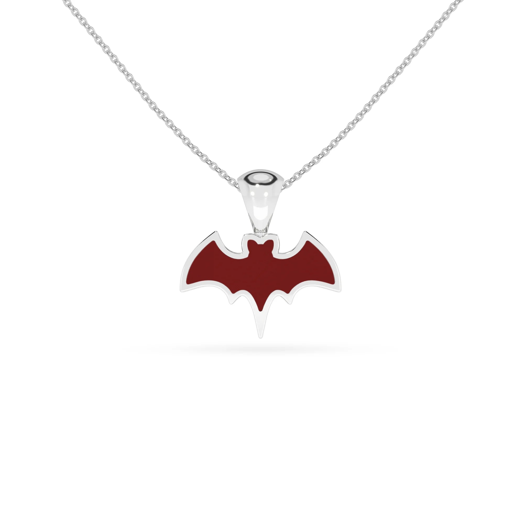 natural red-garnet bat shape pendant necklace