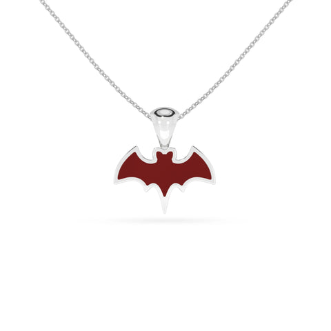 natural red-garnet bat shape pendant necklace