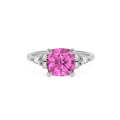 lab-grown pink-sapphire cushion solitaire engagement ring