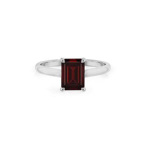 natural garnet emerald cut solitaire engagement ring