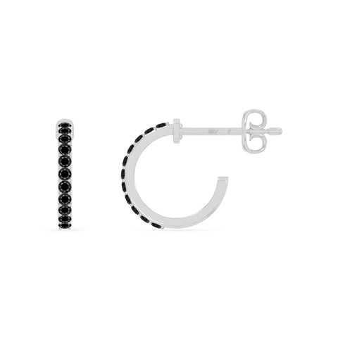 natural black-onyx hoop earrings in sterling silver 