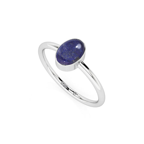 lapis lazuli oval cab stackable bezel-set ring