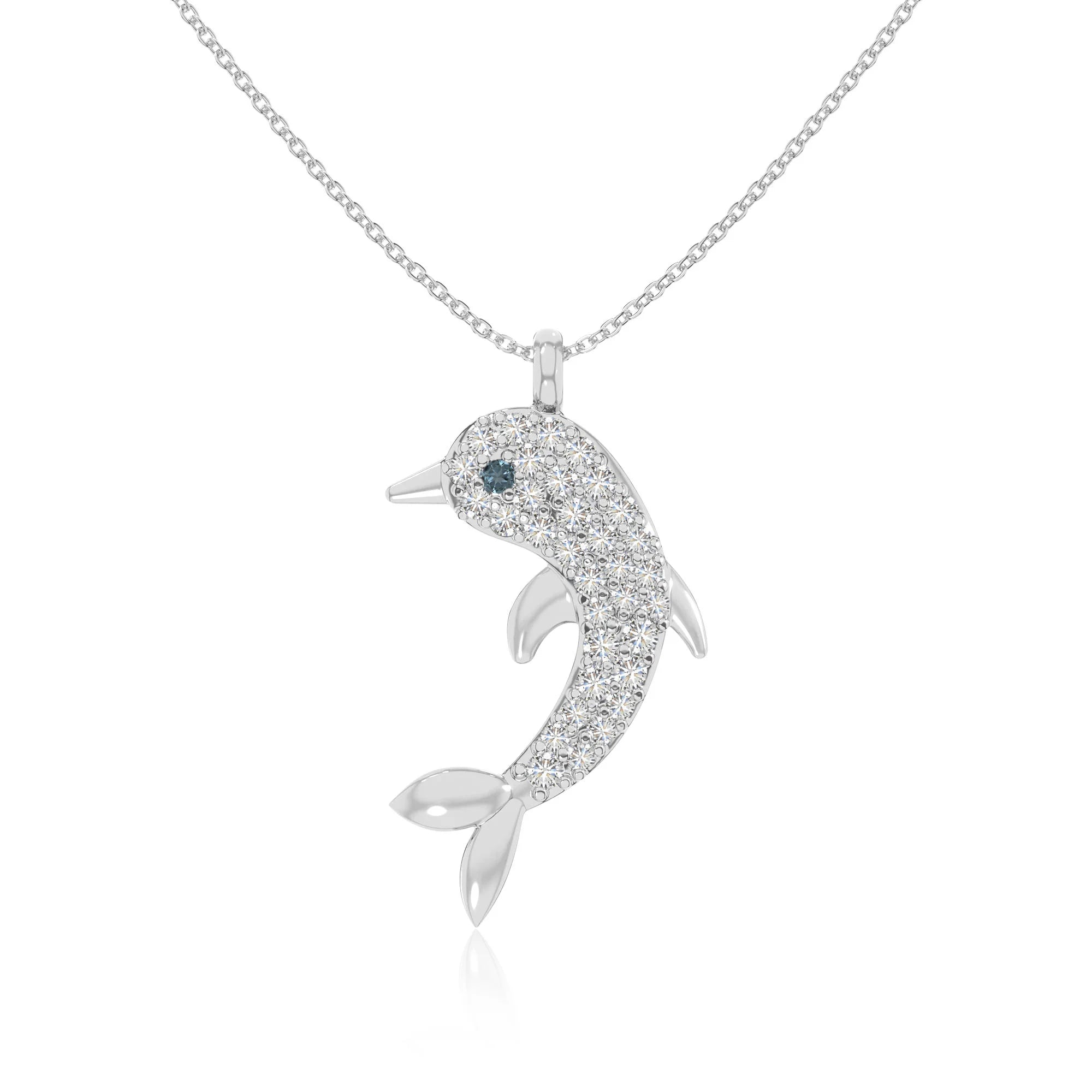 natural london-blue-topaz dolphin necklaces in sterling silver 