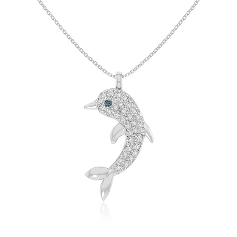 natural london-blue-topaz dolphin necklaces in sterling silver 
