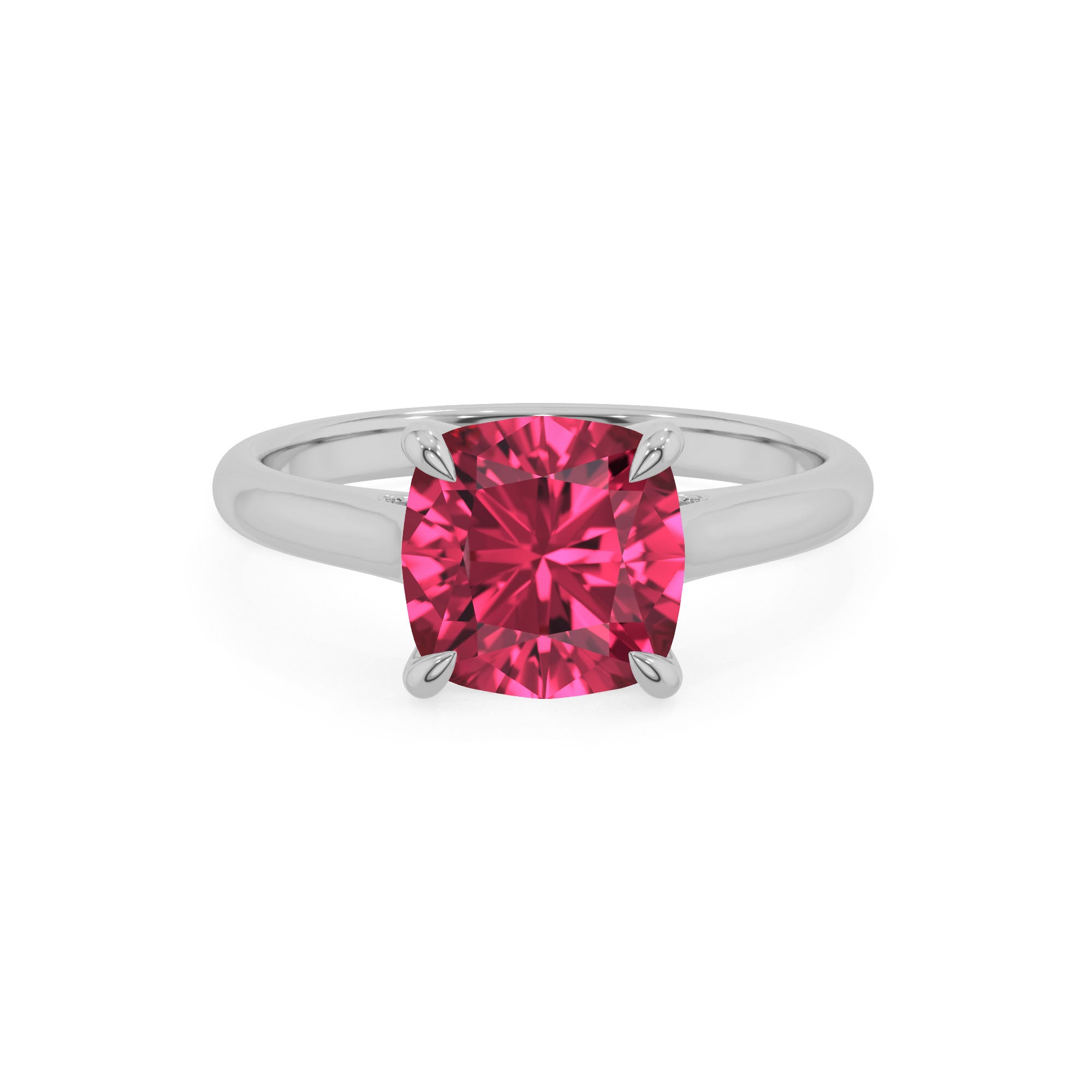 lab grown pink tourmaline cushion solitaire engagement ring