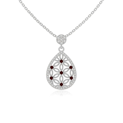 natural garnet infinity love knot necklaces in sterling silver 