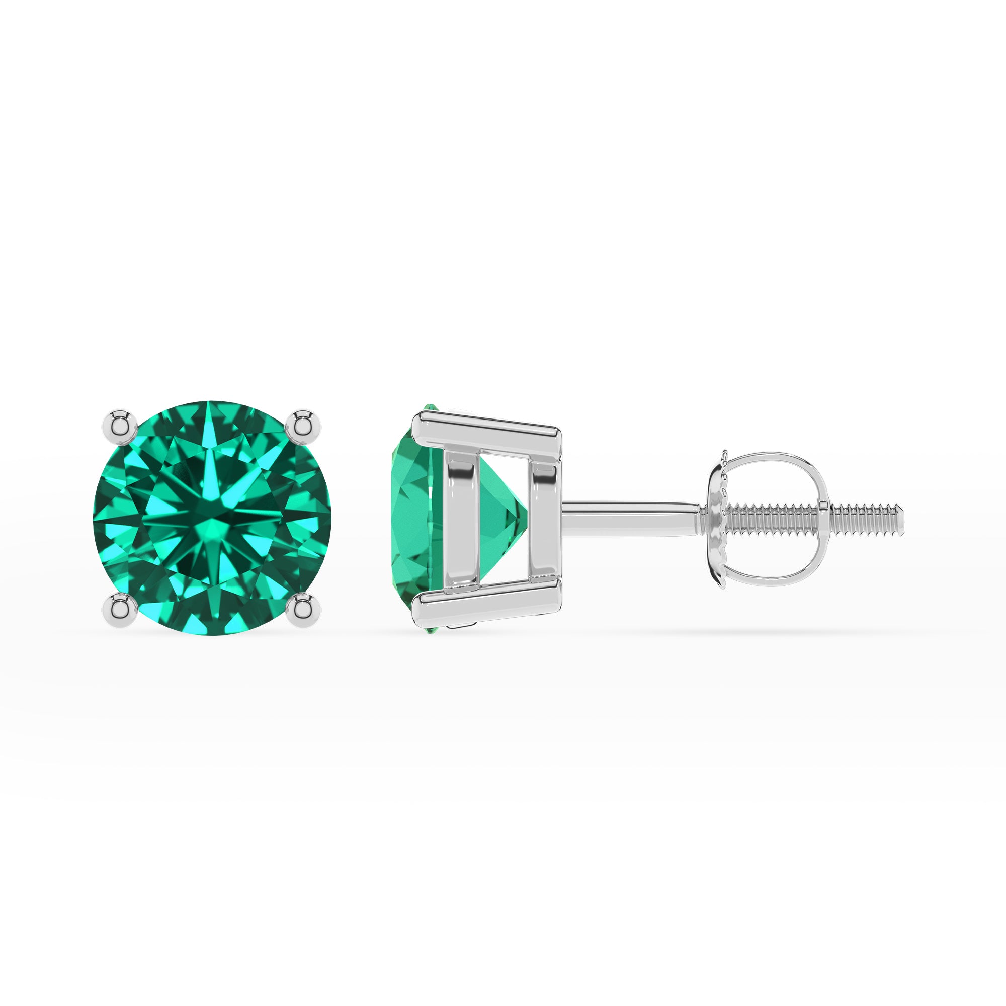 lab grown emerald round stud earrings 