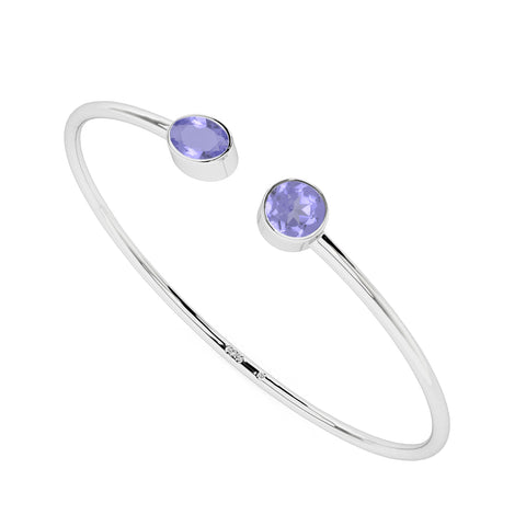 natural tanzanite round-oval shape 2-stone twister bracelet