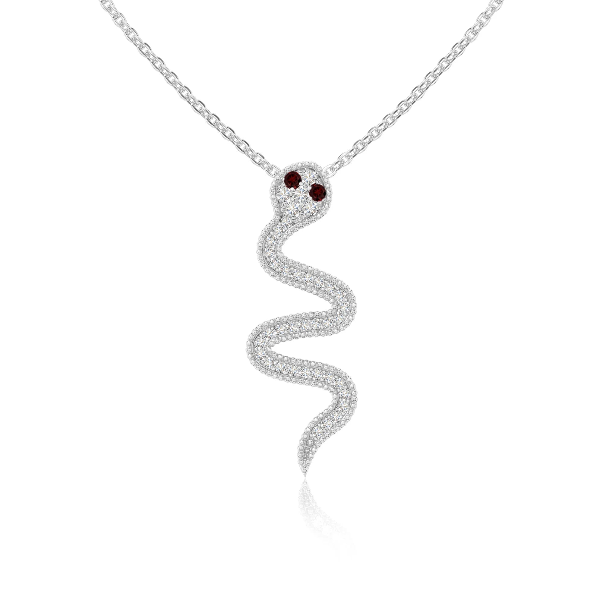 natural garnet snake necklaces in sterling silver 