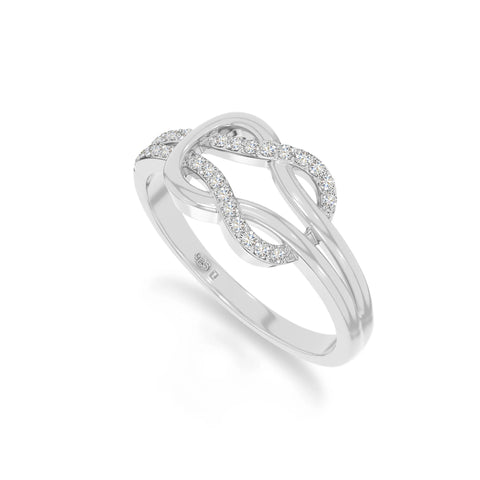 natural moissanite infinity knot promise rings in sterling silver 