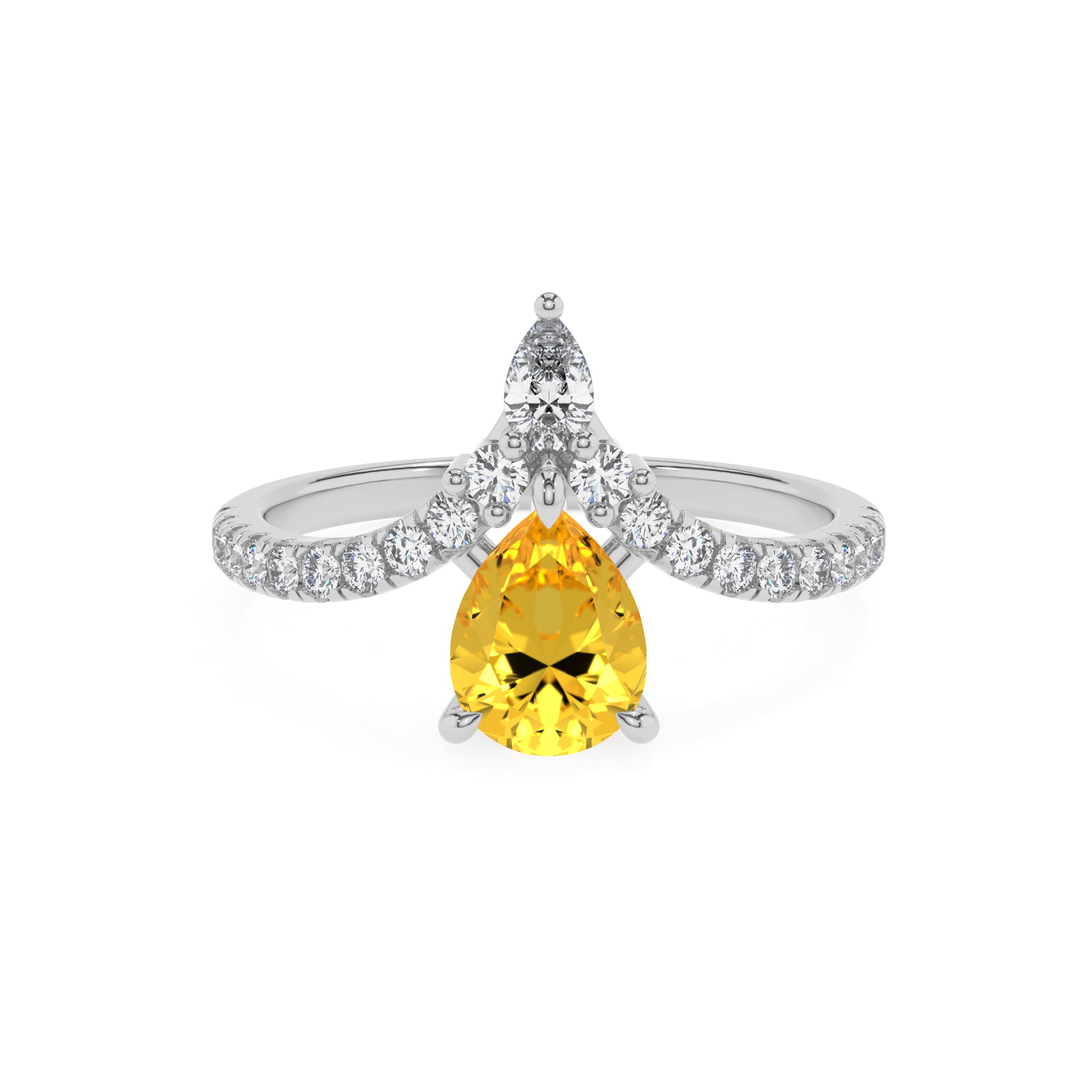 lab-grown yellow-sapphire pear solitaire engagement ring