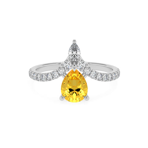 lab-grown yellow-sapphire pear solitaire engagement ring