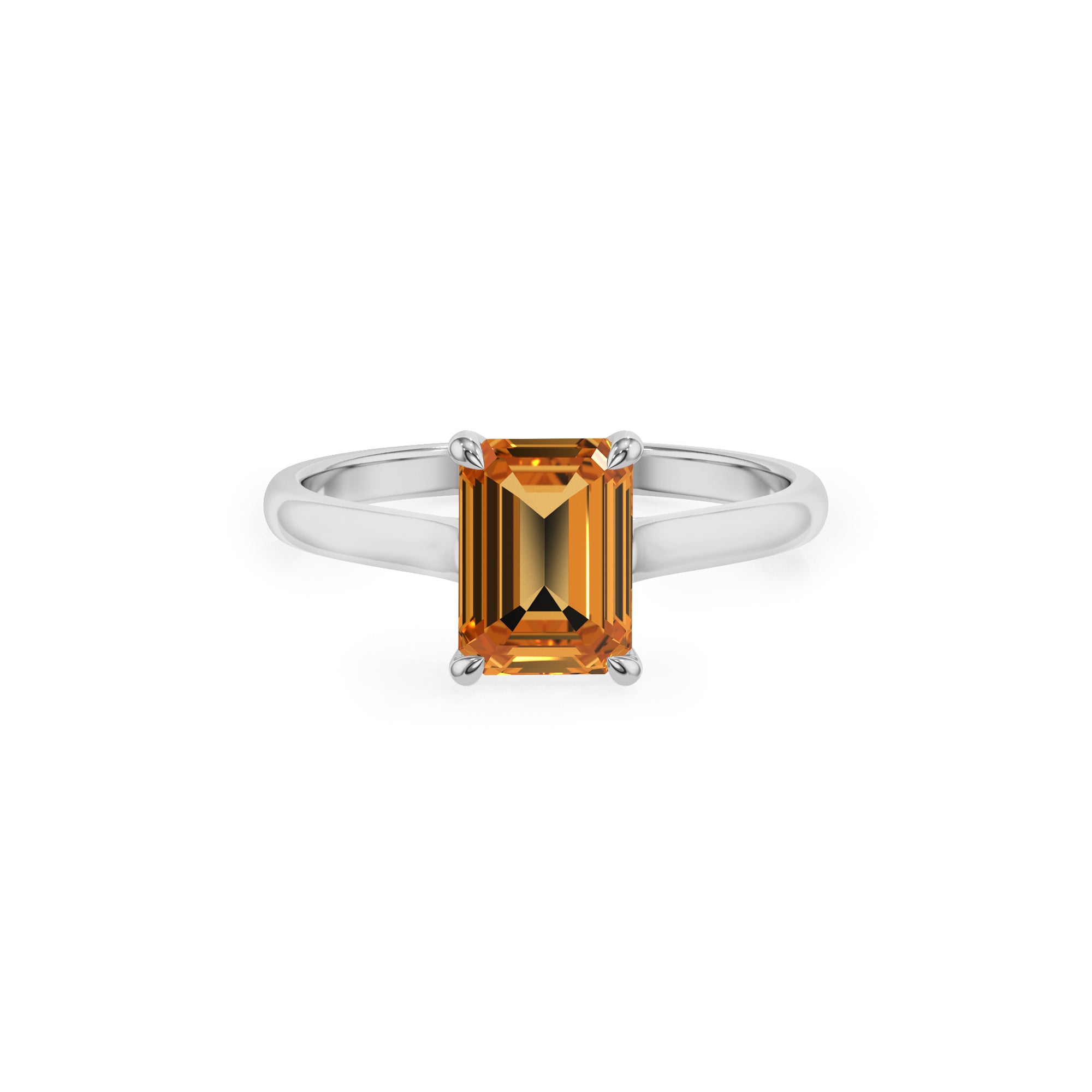 lab grown citrine emerald solitaire engagement ring