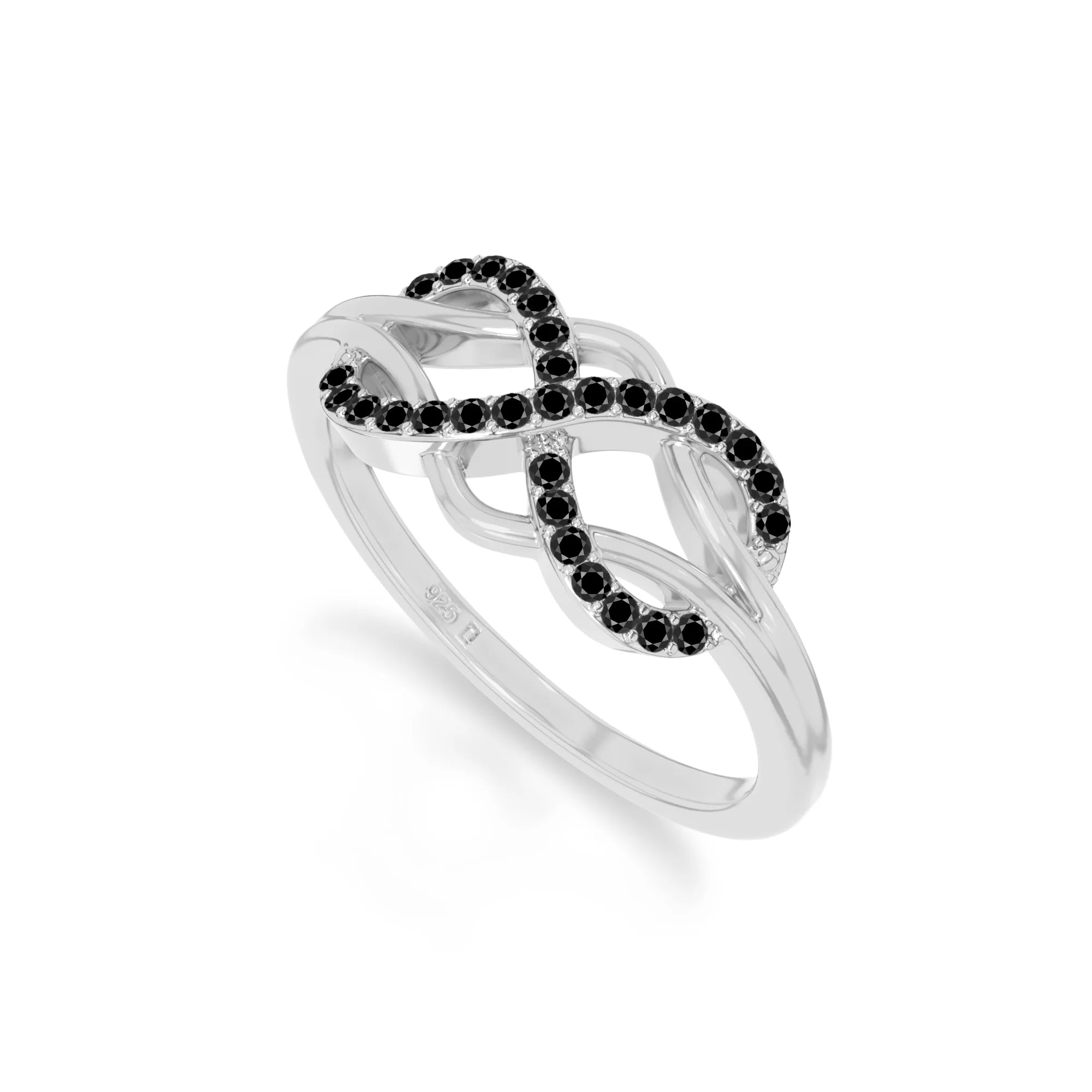 natural black onyx infinity promise rings in sterling silver 