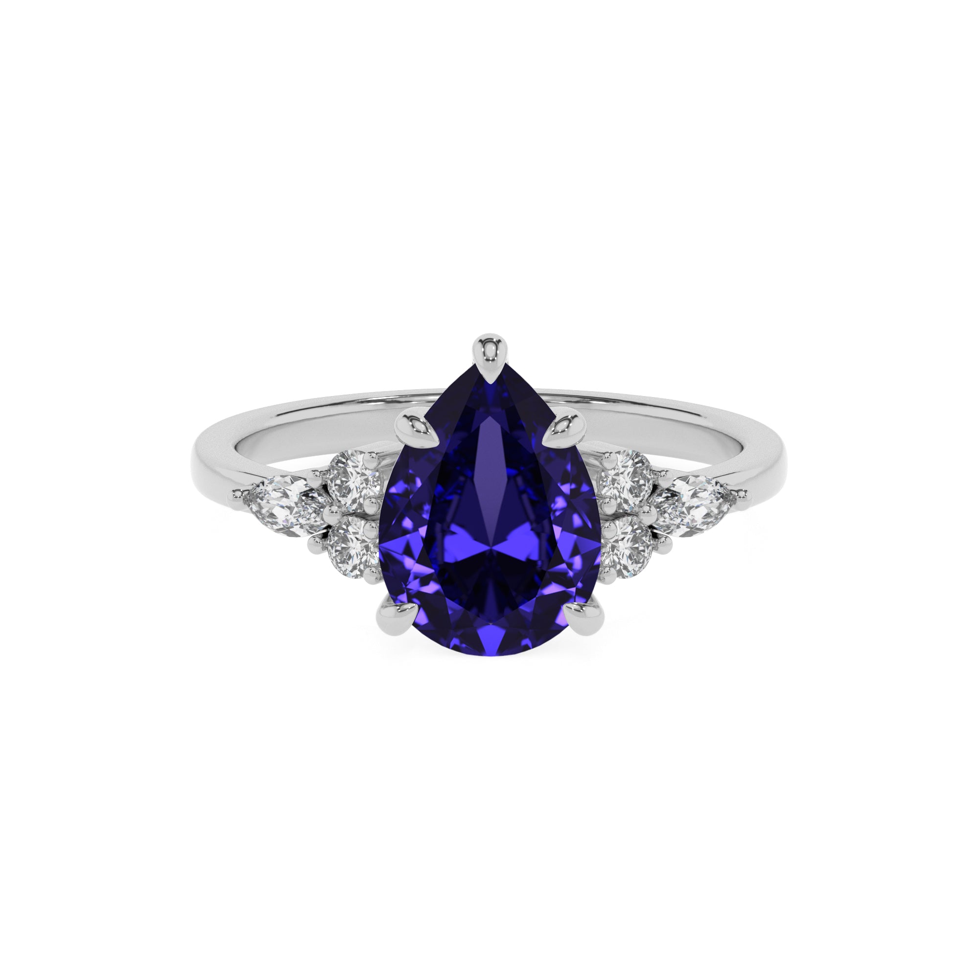 lab-grown tanzanite pear solitaire engagement ring