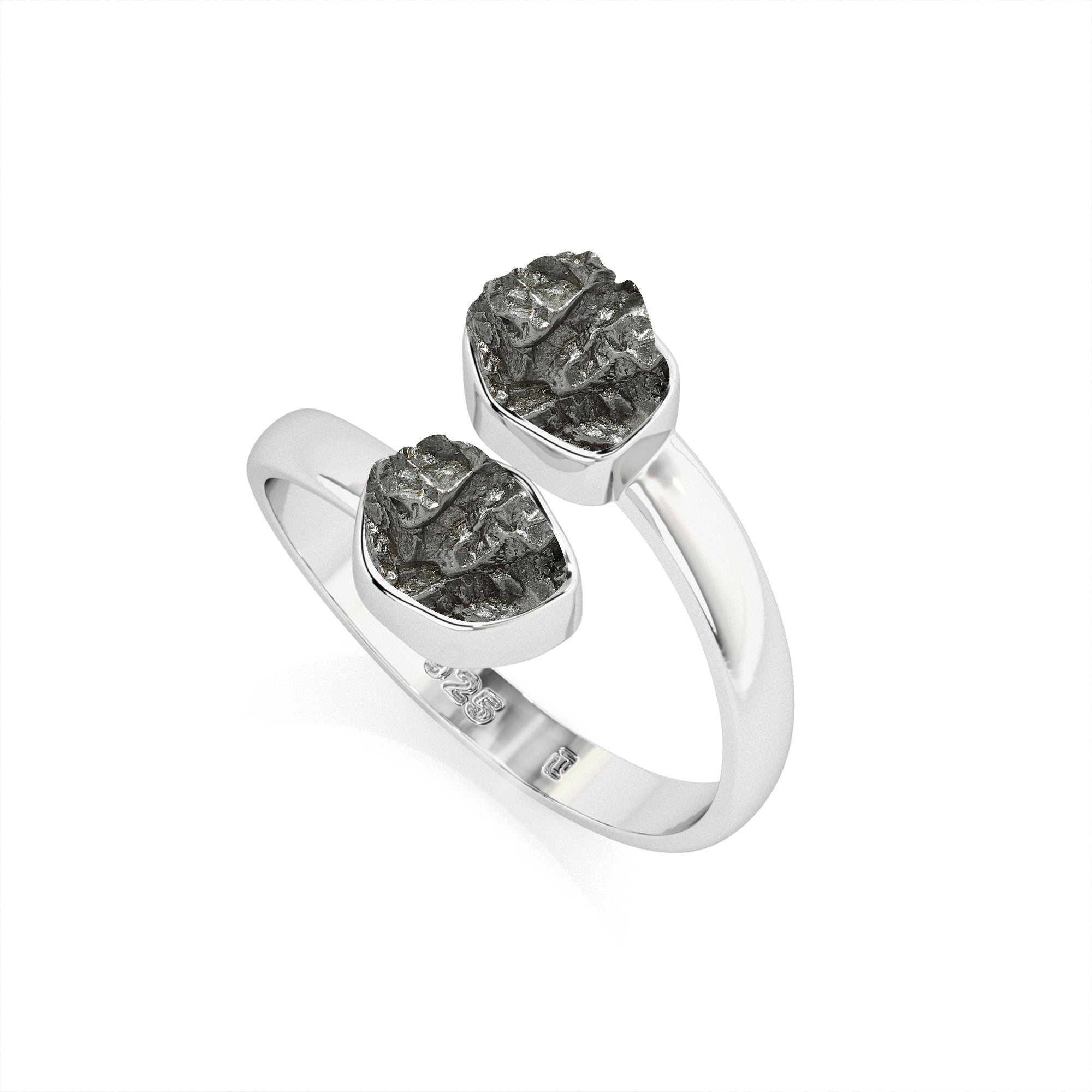 meteorite rough shape stackable bezel-set ring