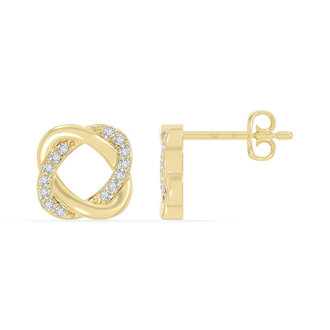 moissanite knot-love stud earrings in yellow gold vermeil 