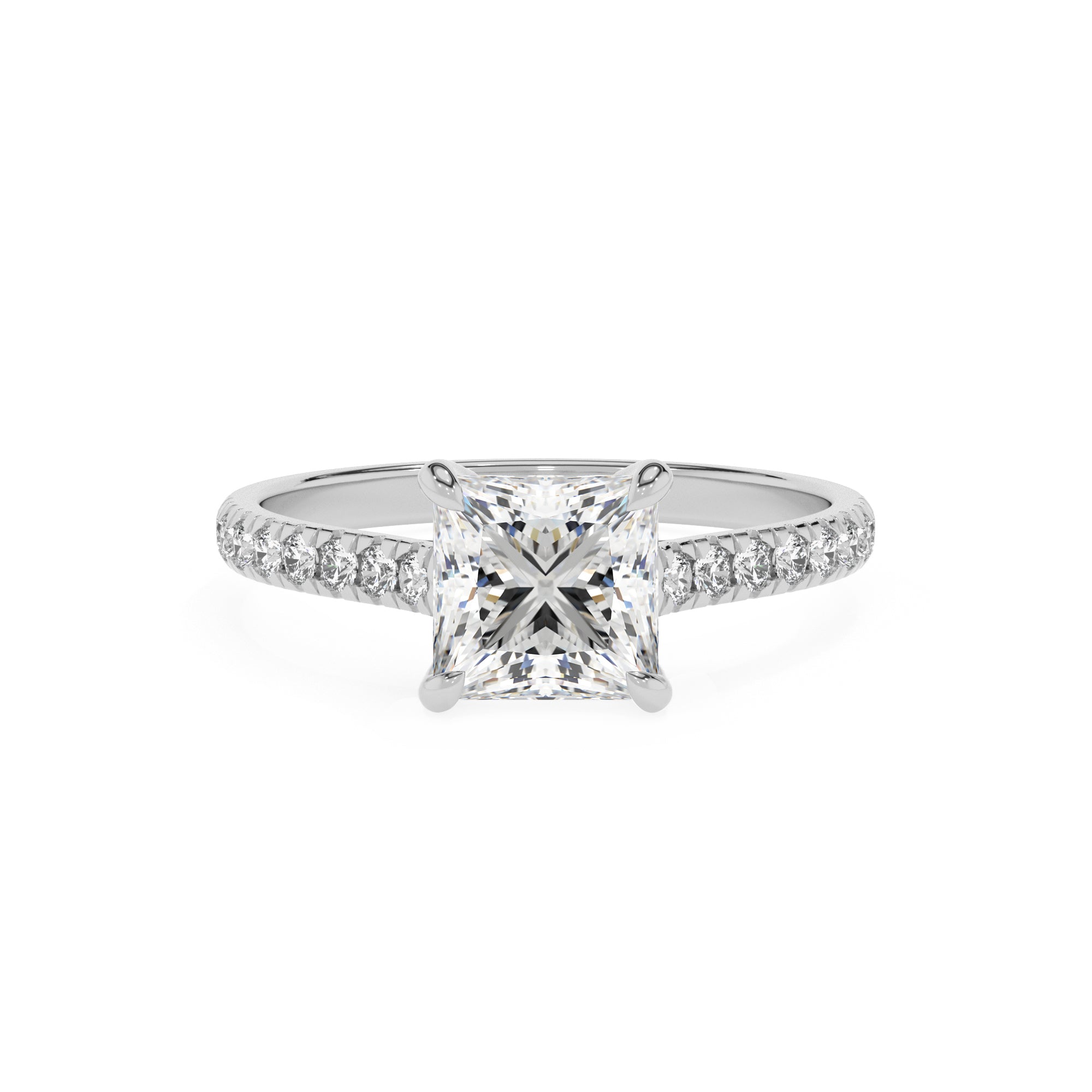 lab-grown moissanite princess half eterity solitaire engagement ring