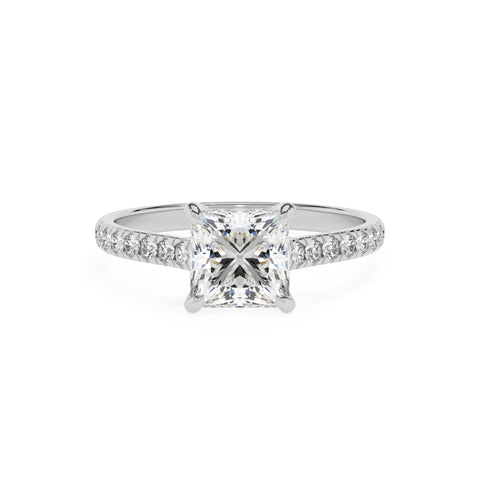 lab-grown moissanite princess half eterity solitaire engagement ring