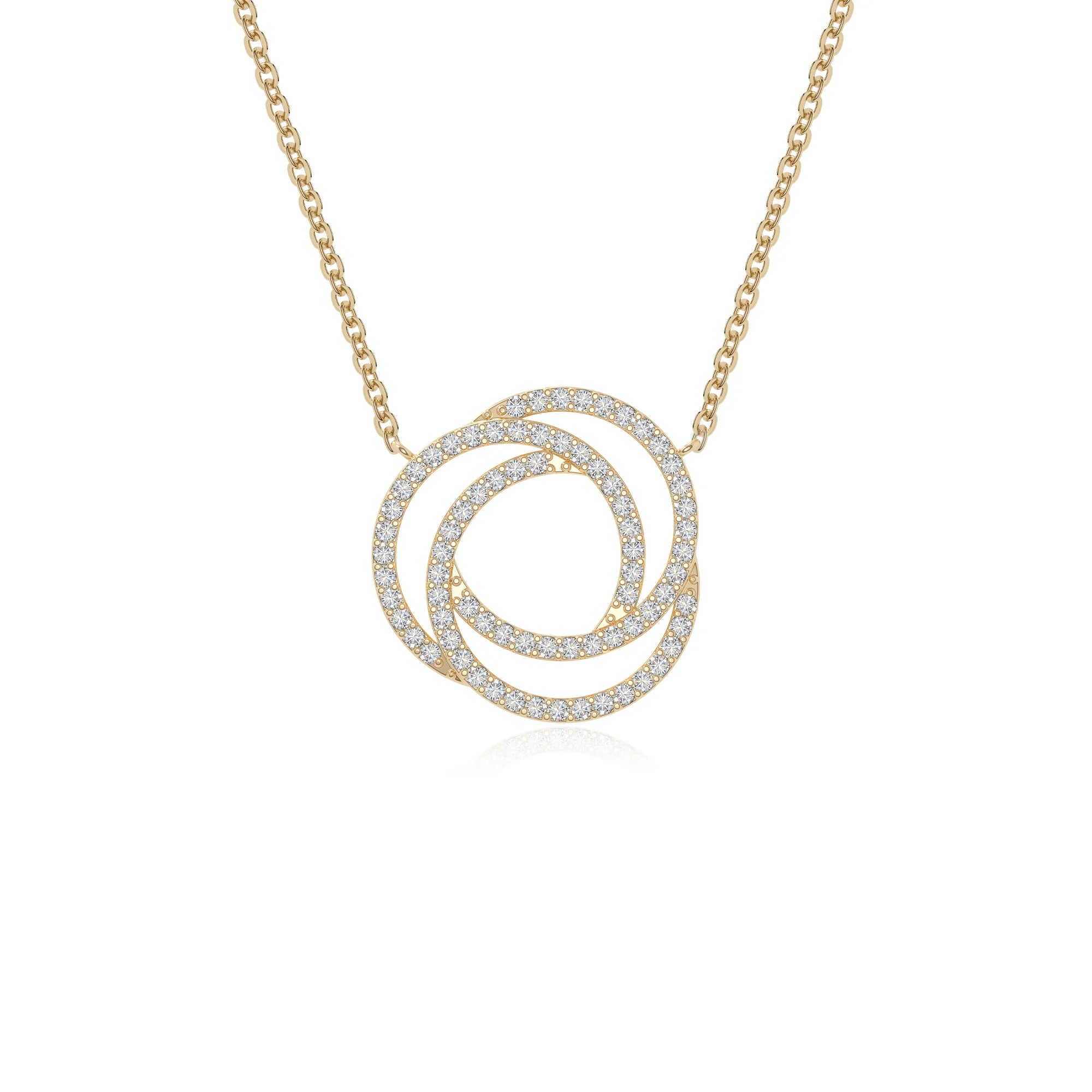moissanite infinity love knot necklaces in yellow gold vermeil 