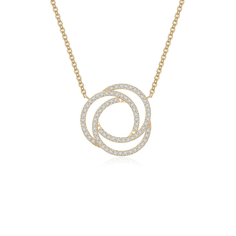 moissanite infinity love knot necklaces in yellow gold vermeil 