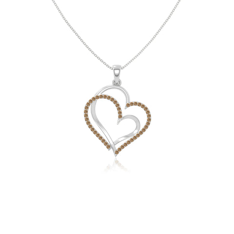 natural citrine double heart necklaces in sterling silver 