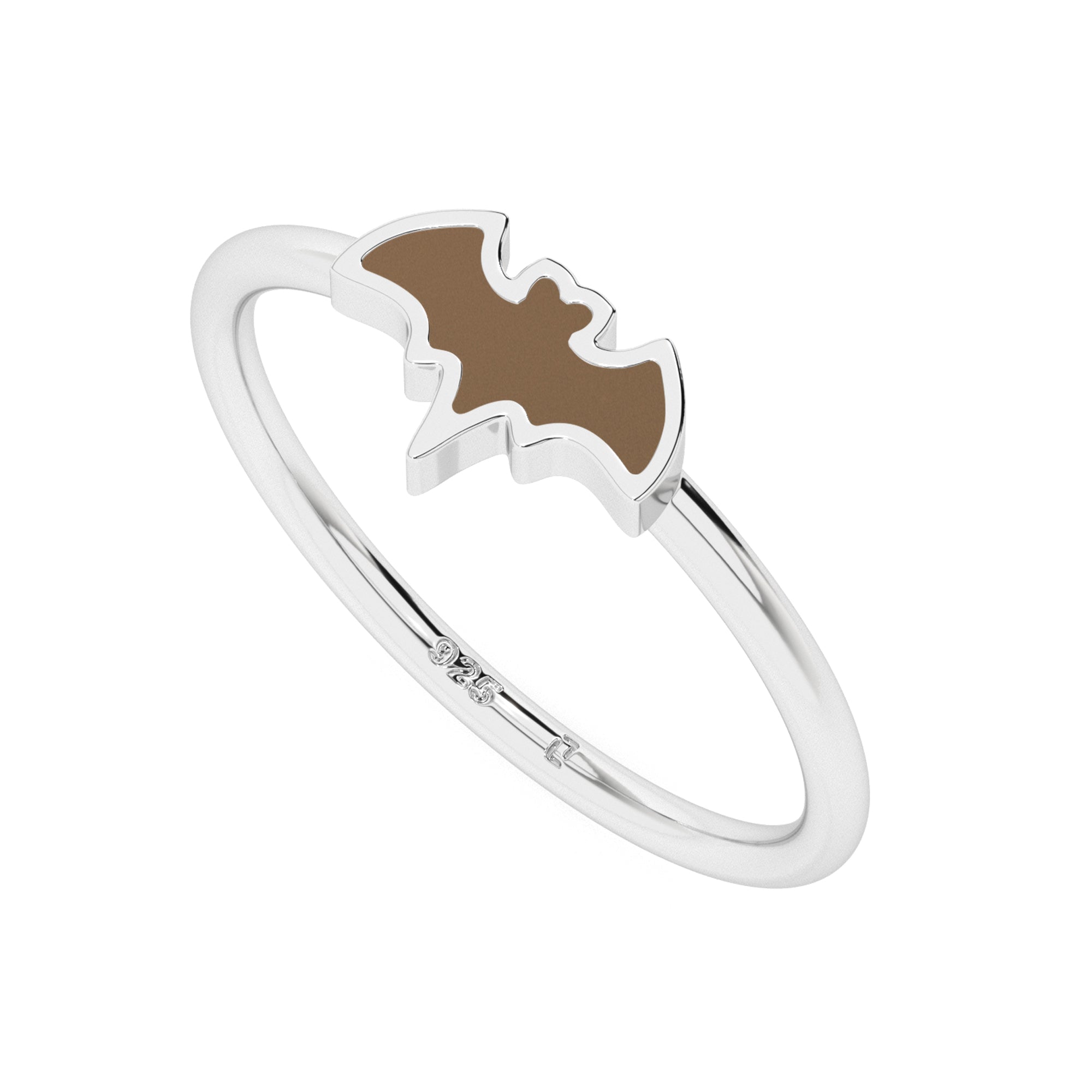 smoky quartz bat shape stackable bezel-set ring