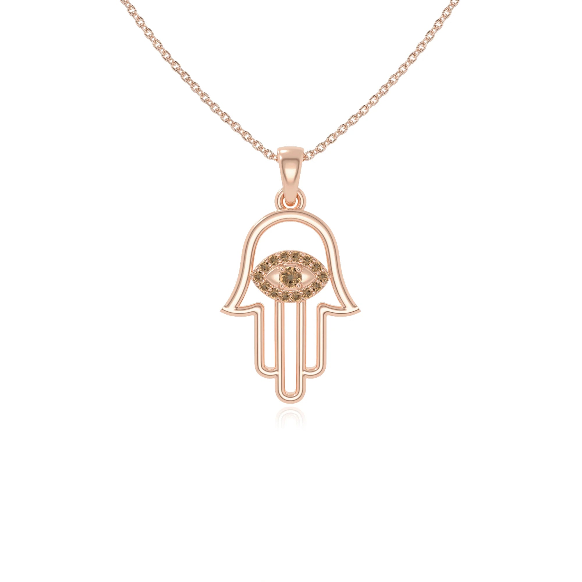natural citrine evil eye hamsa hand necklaces in rose gold vermeil 