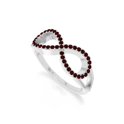 natural garnet infinity promise rings in sterling silver 