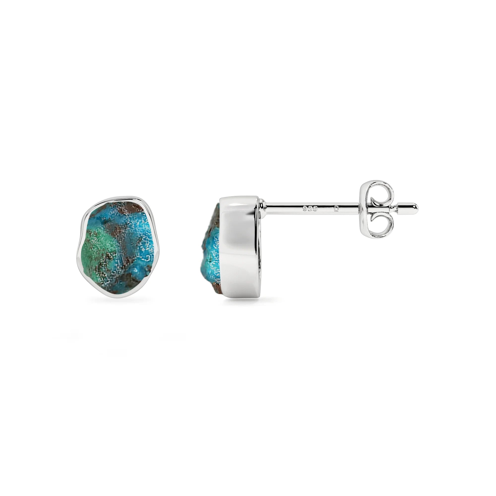 natural chrysocolla rough shape stud earrings