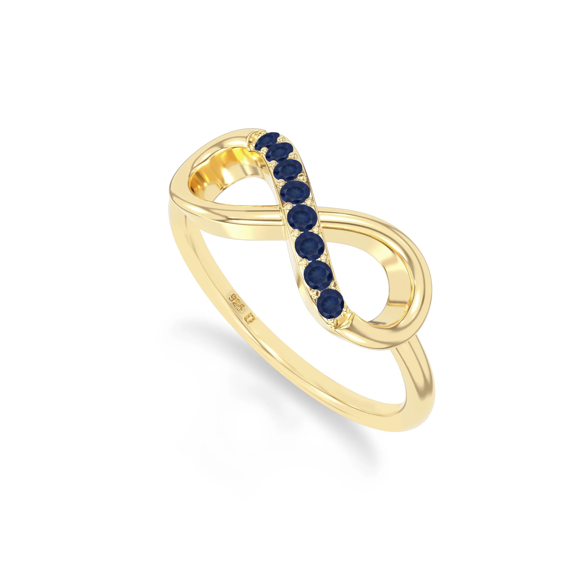 natural blue sapphire infinity promise rings in yellow gold vermeil