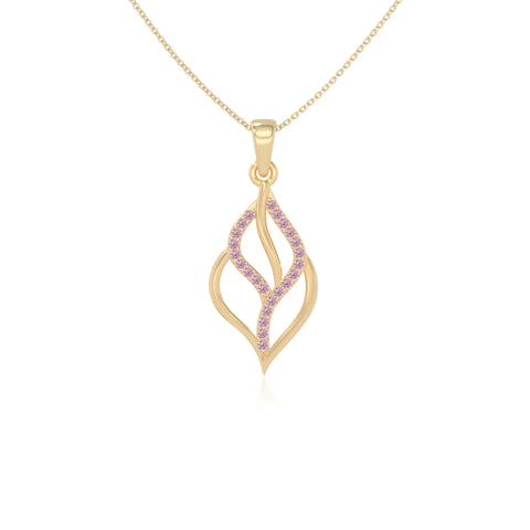natural pink-tourmaline leaf necklaces in yellow gold vermeil 