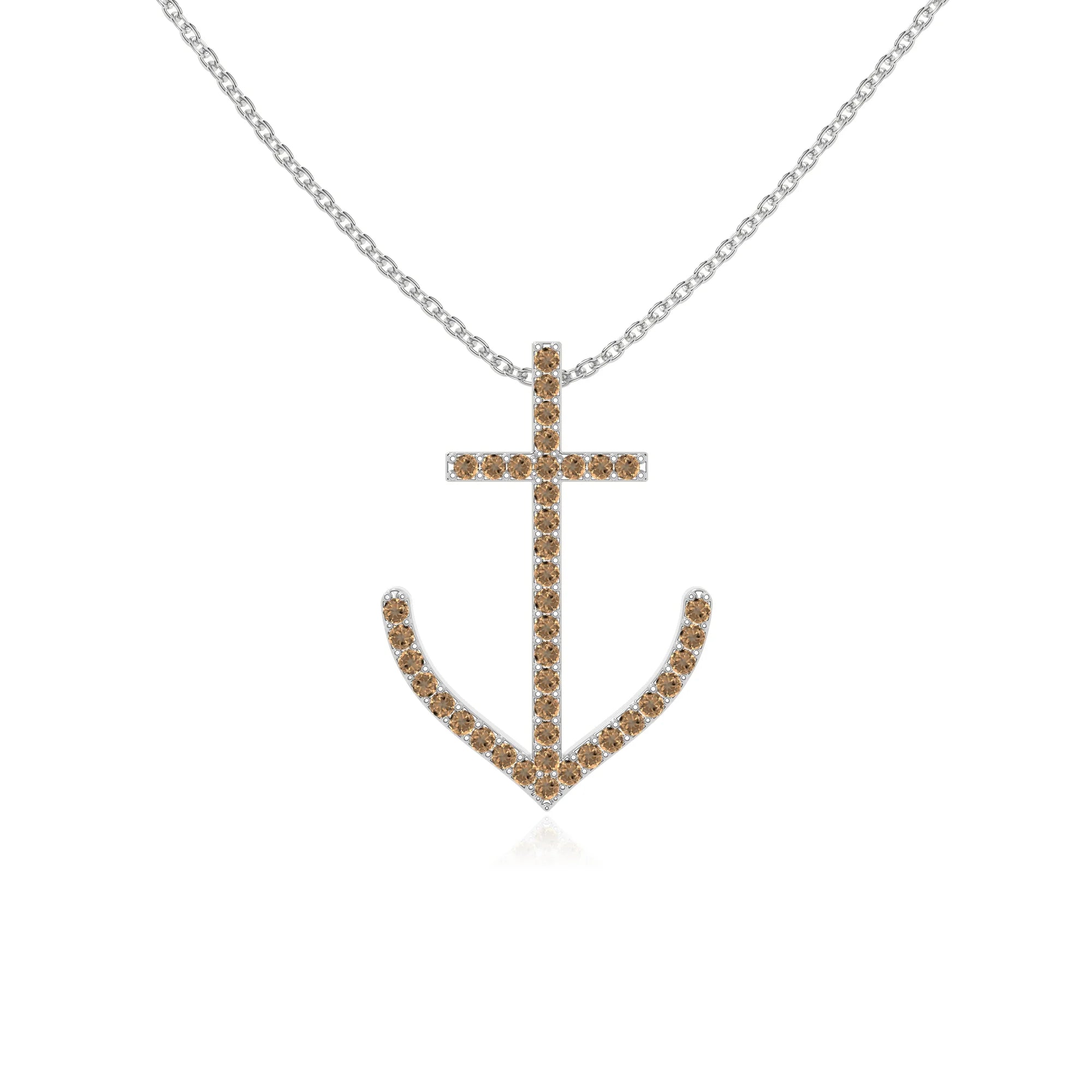 natural citrine anchor necklaces in sterling silver 