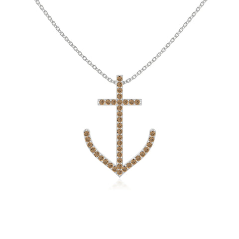 natural citrine anchor necklaces in sterling silver 