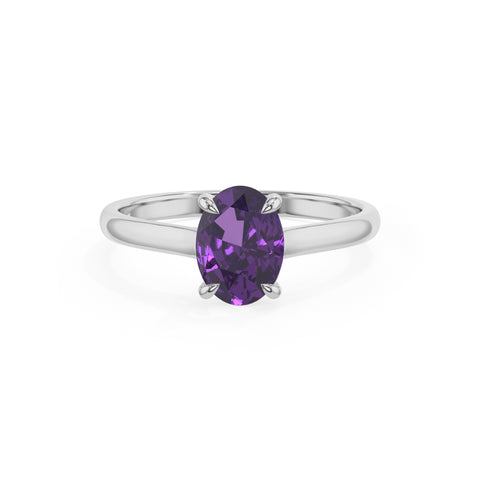 lab grown amethyst oval solitaire engagement ring