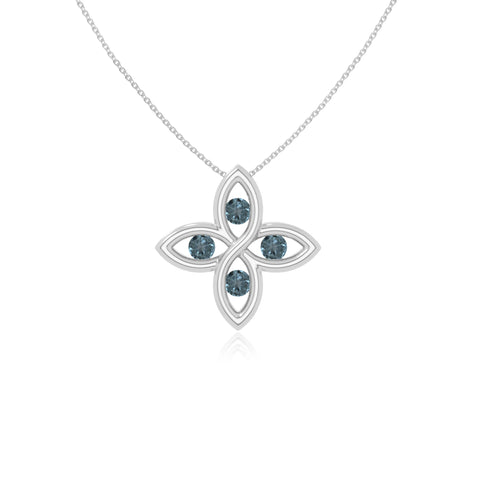 natural london-blue-topaz 4 petal flower necklaces in sterling silver 