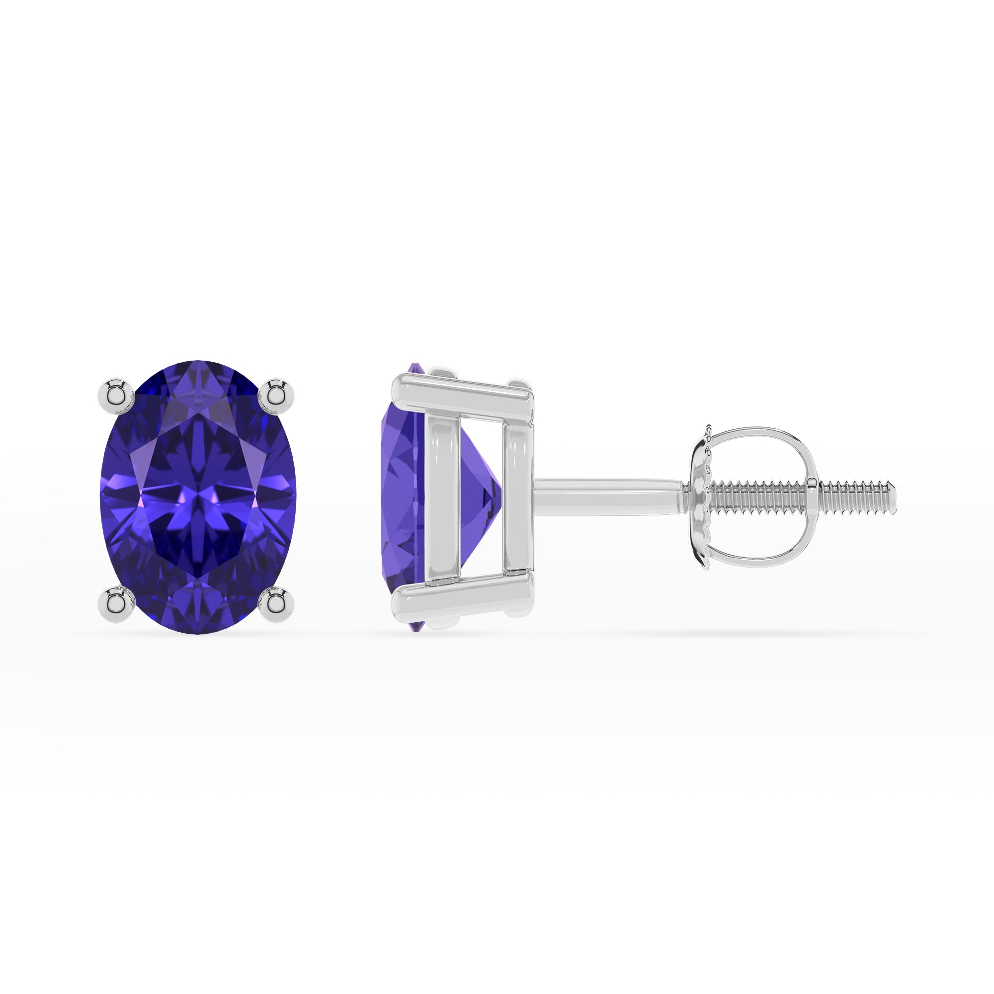 natural tanzanite oval stud earrings 