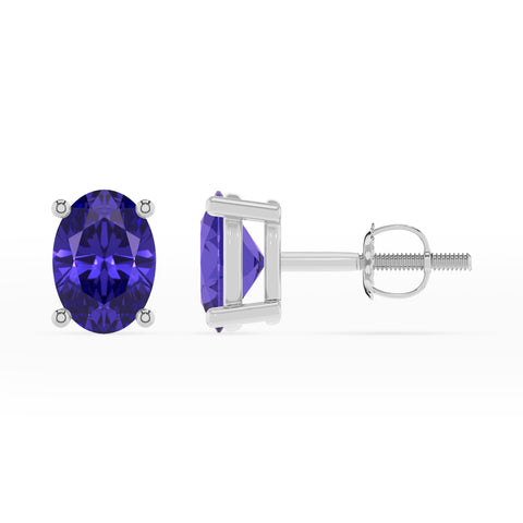 natural tanzanite oval stud earrings 