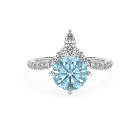 lab grown aquamarine round solitaire engagement ring