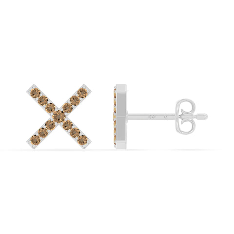 natural citrine x stud earrings in sterling silver 
